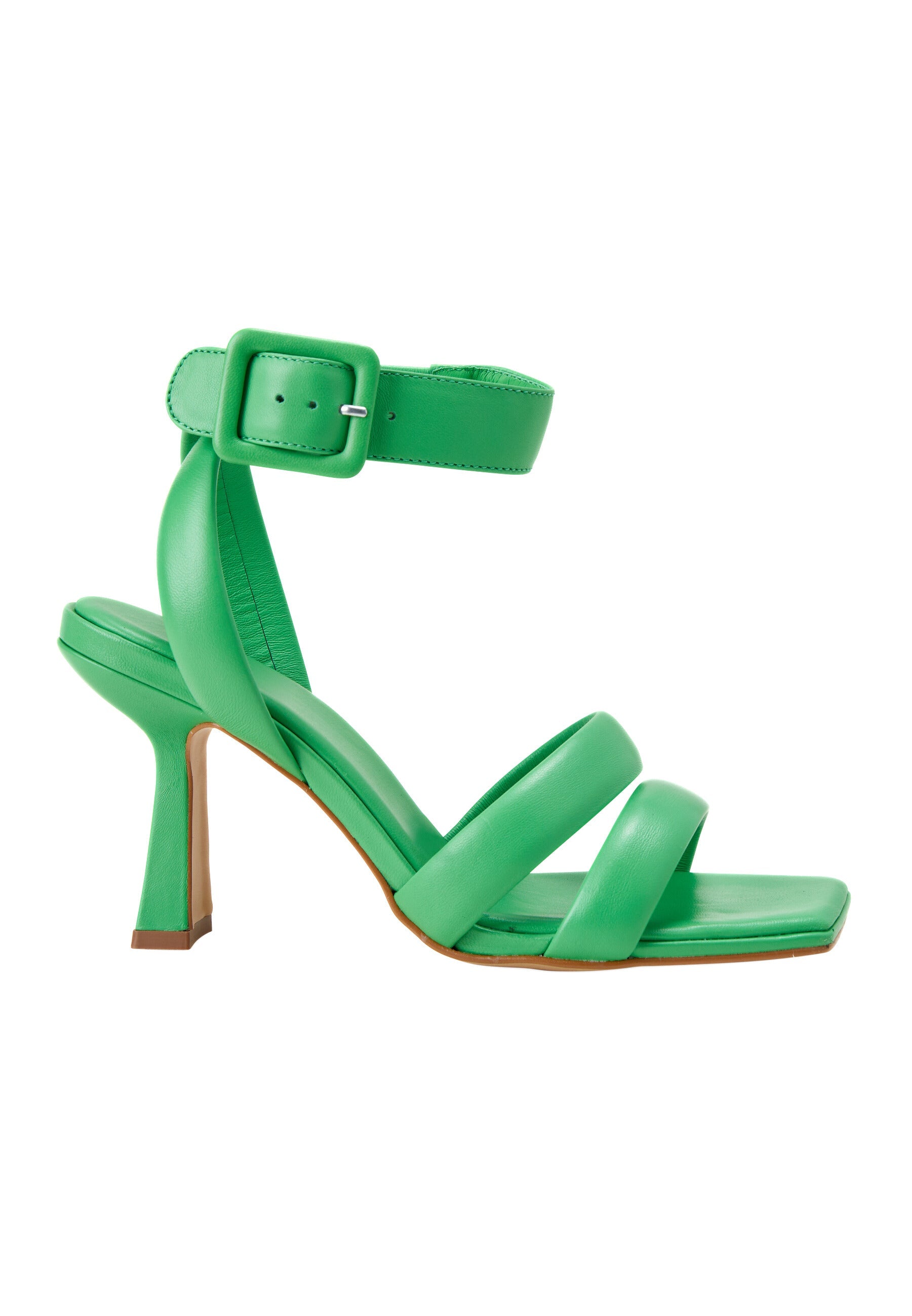 Green Calf Leather Sandals Uvaia – Women’s 8 cm Sculpted Heel with Ankle Strap