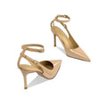 Women's Minimalist European & American Style Pointed Toe Patent Leather Stiletto Sandals, Ankle Strap, Slim Fit, Sexy Nightclub Shoes